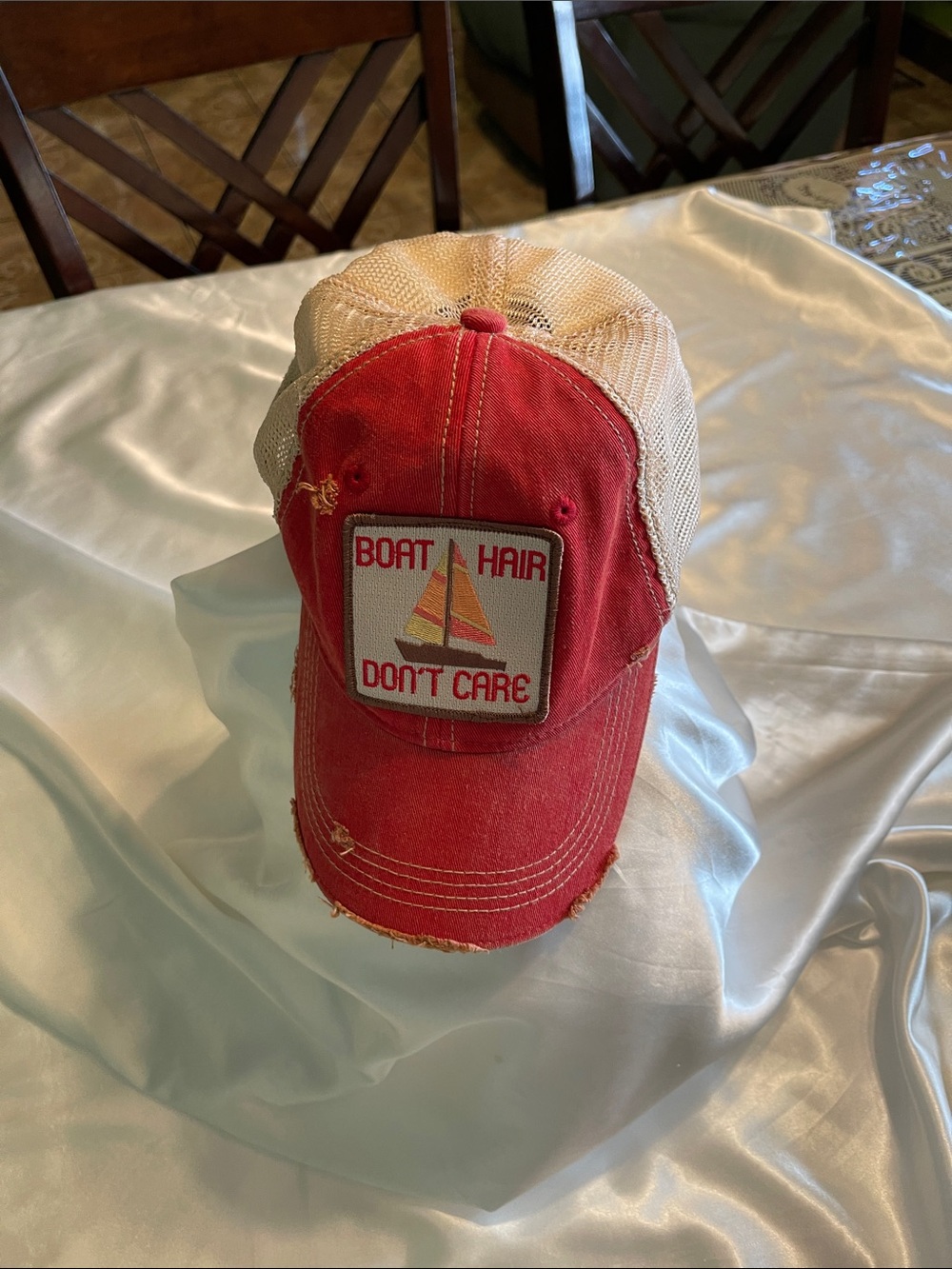 Boat Hair Don't Care Red Trucker Hat